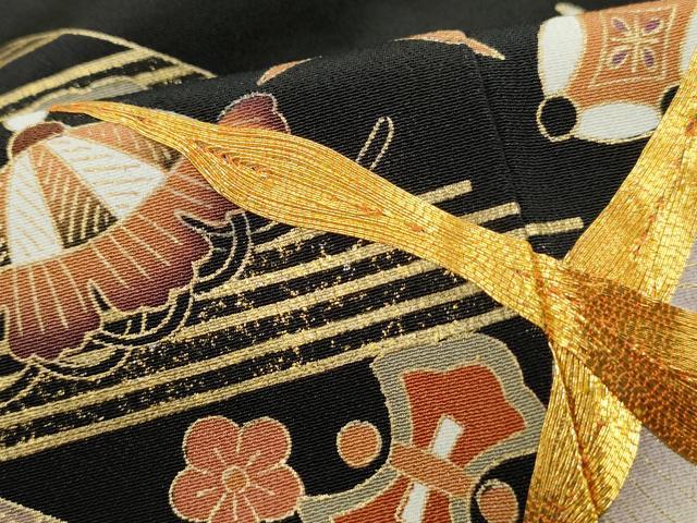 平和屋着物■豪華黒留袖 駒刺繍 宝尽くし群れ鶴文 金銀彩 正絹 逸品 DABF9123qa