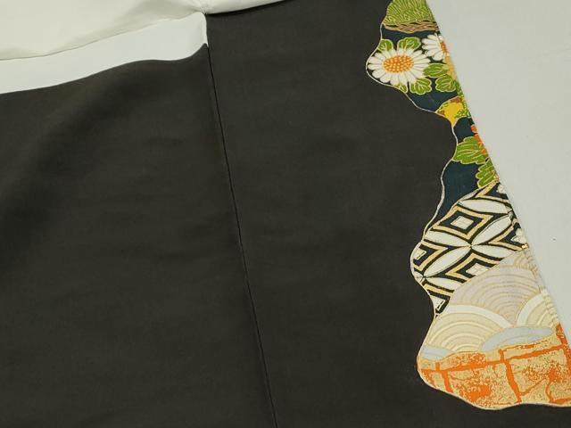 平和屋着物■豪華黒留袖 駒刺繍 枝松花鳥文 金彩 正絹 逸品 DABF9131qa