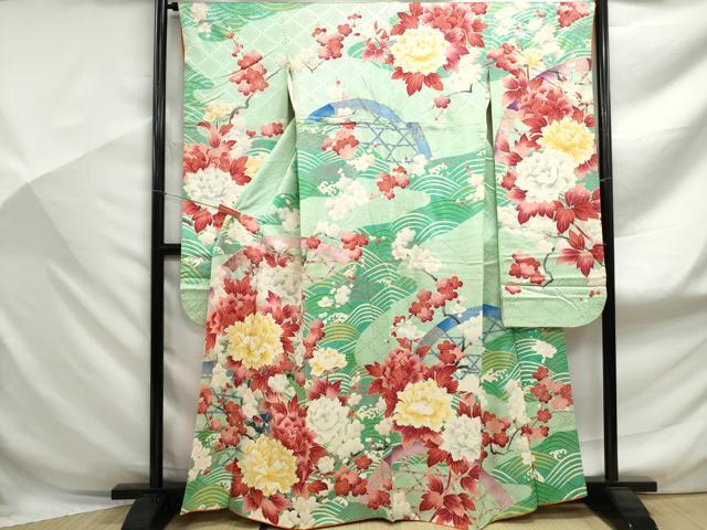 平和屋着物■豪華振袖 駒刺繍 枝梅牡丹尽くし 金彩 正絹 逸品 DABF9138qa