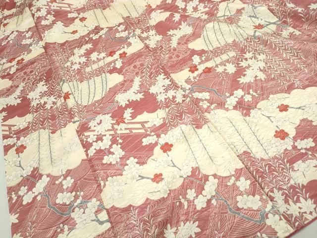 平和屋着物■上質な小紋 流水枝梅文 正絹 逸品 DABF9144qa