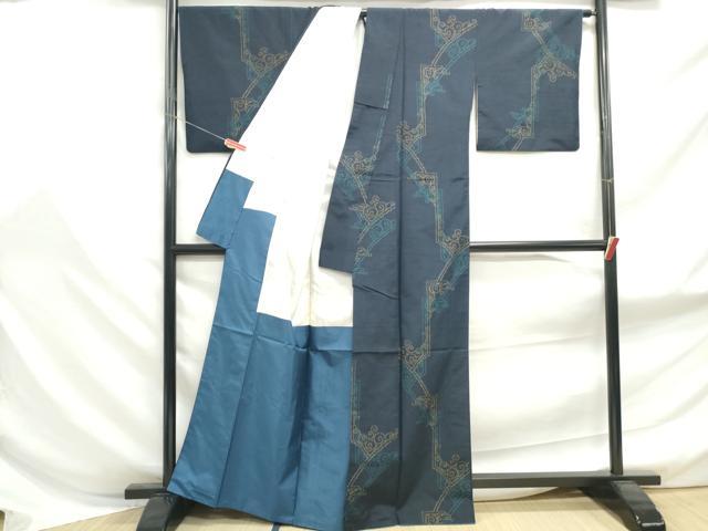 平和屋着物■上質な紬 幾何学文 正絹 逸品 DABF9162qa
