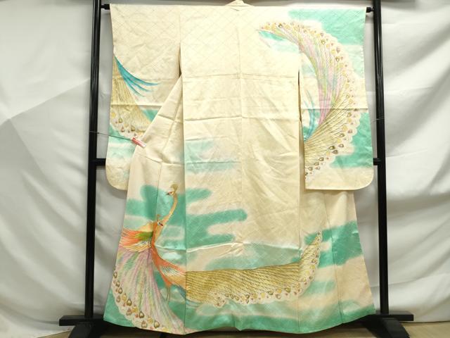 平和屋着物■豪華振袖 総刺繍 駒刺繍 霞孔雀文 金銀糸 金彩 正絹 逸品 DABF9175qa