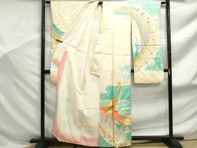 平和屋着物■豪華振袖 総刺繍 駒刺繍 霞孔雀文 金銀糸 金彩 正絹 逸品 DABF9175qa