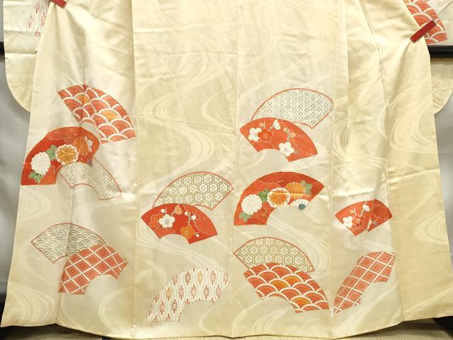 平和屋着物■豪華振袖 駒刺繍 地紙青海波花文 暈し染め 金彩 正絹 逸品 DABF9176qa