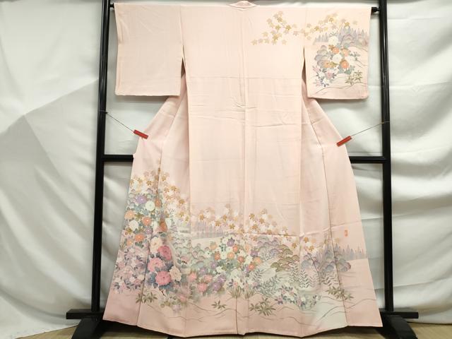 平和屋着物■訪問着 友禅 作家物 草花文 牡丹 暈し染め 正絹 逸品 DABF9182qa
