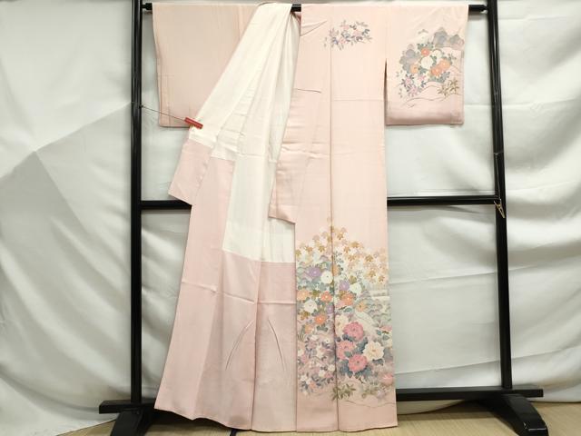 平和屋着物■訪問着 友禅 作家物 草花文 牡丹 暈し染め 正絹 逸品 DABF9182qa