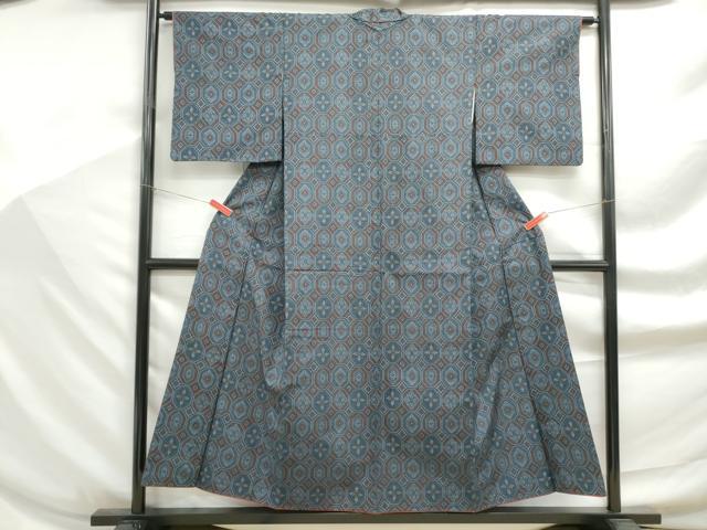 平和屋着物■上質な紬 亀甲花文 正絹 逸品 DABF9192qa