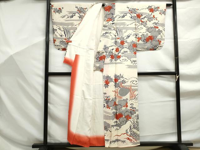 平和屋着物■訪問着 風景花文 金彩 正絹 逸品 DABF9194qa