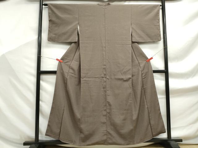 平和屋着物■上質な色無地 格子地紋 生壁色 正絹 逸品 DABF9203qa