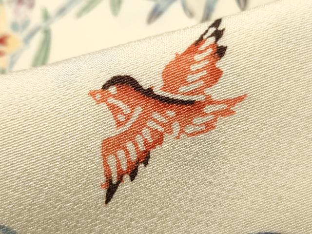 平和屋着物■上質な小紋 型染め 雪輪花鳥文 松竹梅 正絹 逸品 DABF9208qa