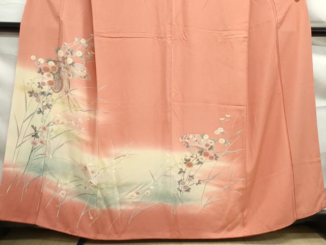平和屋着物■訪問着 扇面御所車花文 暈し染め 金銀彩 正絹 逸品 DABF9211qa