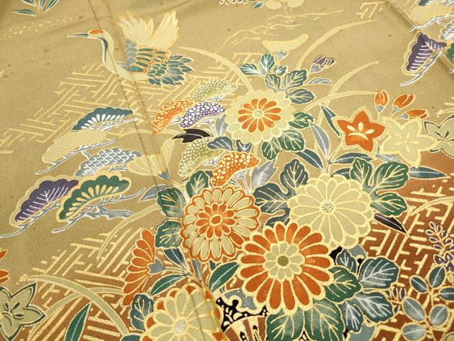 平和屋着物■訪問着 源氏車飛鶴花文 暈し染め 金彩 正絹 逸品 DABF9215qa
