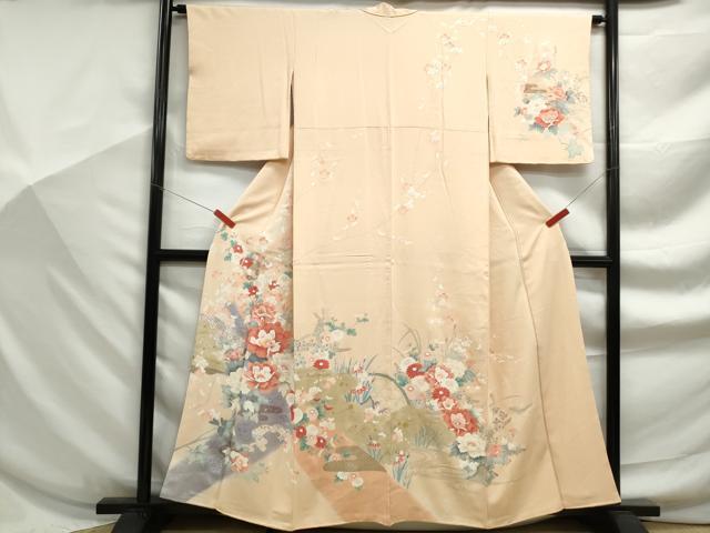 平和屋着物■訪問着 流水枝花 暈し染め 金銀彩 正絹 逸品 DABF9216qa