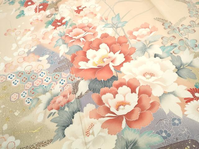 平和屋着物■訪問着 流水枝花 暈し染め 金銀彩 正絹 逸品 DABF9216qa