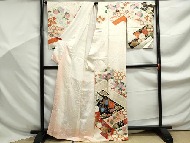 平和屋着物■訪問着 駒刺繍 立波宝尽くし花文 金彩 正絹 逸品 DABF9219qa
