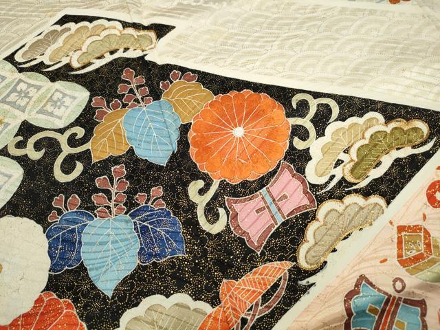 平和屋着物■訪問着 駒刺繍 立波宝尽くし花文 金彩 正絹 逸品 DABF9219qa