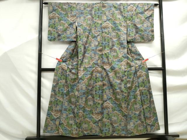 平和屋着物■本場大島紬 7マルキ 風景文 正絹 逸品 DABF9220qa