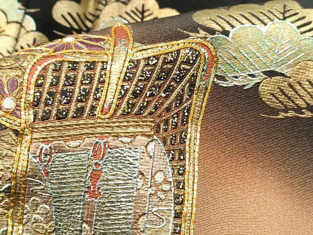 平和屋着物■豪華黒留袖 駒刺繍 浜松御所車花文 暈し染め 金銀彩 正絹 逸品 DABF9230qa