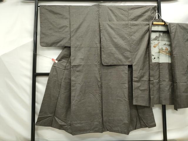 平和屋着物■男性 本場大島紬 アンサンブル 長羽織 80亀甲 総詰め 正絹 逸品 DABF9233qa