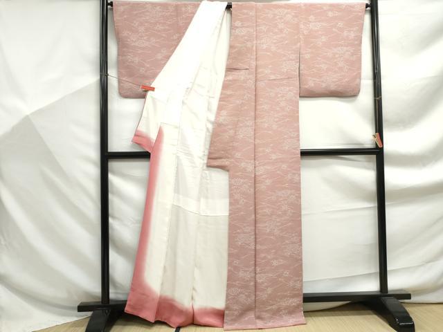 平和屋着物■上質な小紋 舞花文 鬼しぼ縮緬 正絹 逸品 DABF9237qa