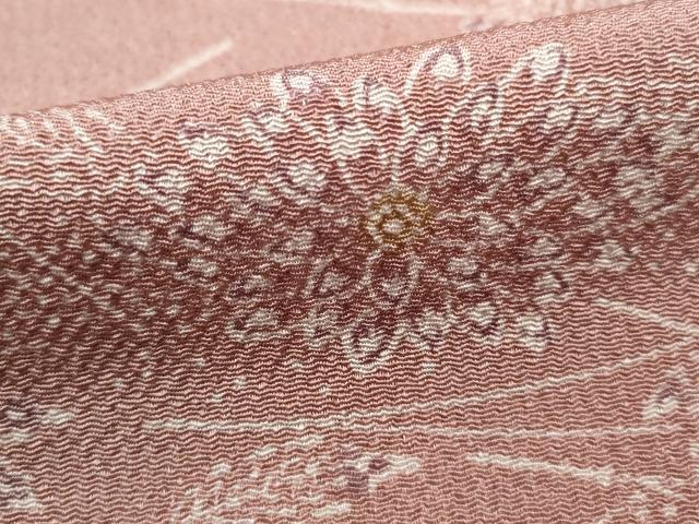 平和屋着物■上質な小紋 舞花文 鬼しぼ縮緬 正絹 逸品 DABF9237qa
