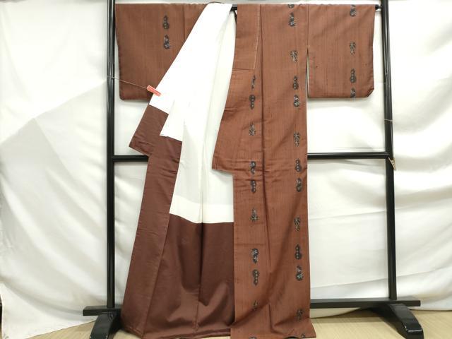 平和屋着物■上質な紬 瓢箪 大津天翔 健勝苑扱い 反端付き 正絹 逸品 DABF9240qa