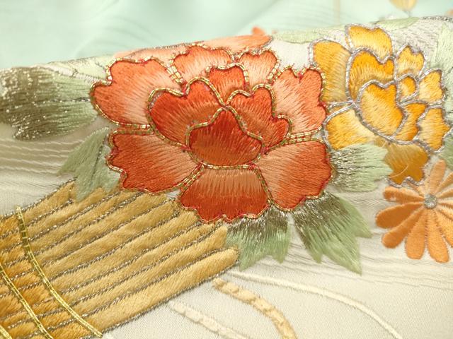 平和屋着物■訪問着 総刺繍 駒刺繍 流水花筏文 暈し染め 銀糸 正絹 逸品 DABF9247qa