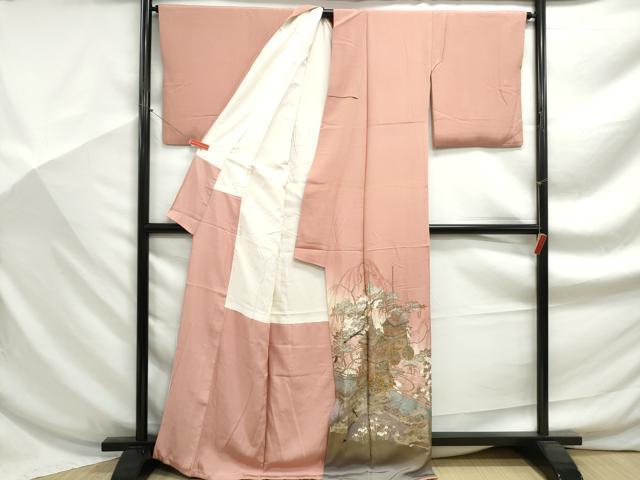 平和屋着物■豪華色留袖 渡橋風景花文 暈し染め 金銀彩 正絹 逸品 DABF9248qa