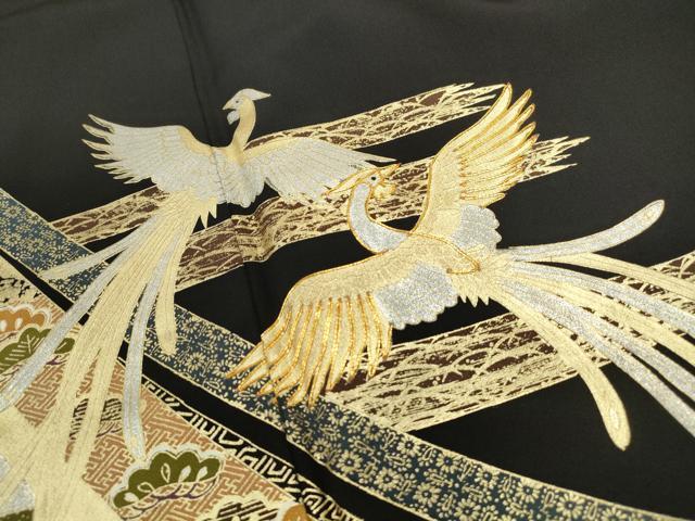 平和屋着物■豪華黒留袖 駒刺繍 宝尽くし花鳥文 金銀彩 正絹 逸品 DABF9253qa