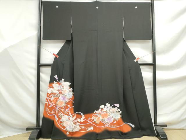 平和屋着物■豪華黒留袖 総刺繍 花文箱文 金糸 正絹 逸品 DABF9275qa