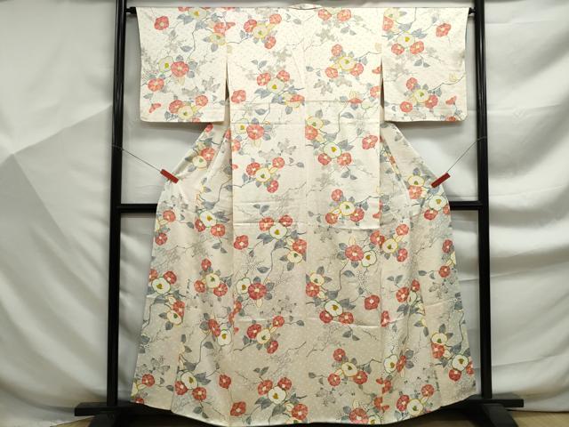 平和屋着物■上質な小紋 枝椿文 金彩 正絹 逸品 DABF9277qa