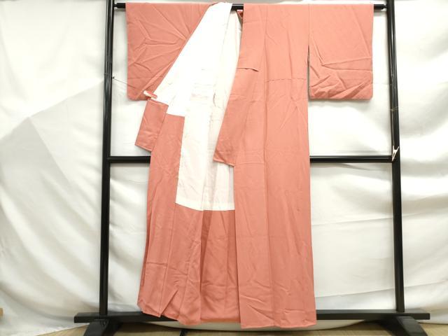平和屋着物■上質な色無地 甚三紅色 正絹 逸品 DABF9287qa