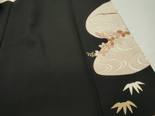 平和屋着物■豪華黒留袖 駒刺繍 流水花文 金彩 正絹 逸品 DABF9298qa
