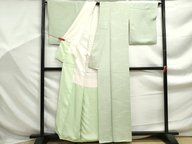 平和屋着物■上質な色無地 霞地紋 夏虫色 正絹 逸品 DABF9299qa