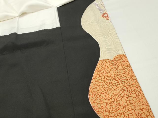 平和屋着物■豪華黒留袖 扇面御所車花文 金彩 正絹 逸品 DABF9300qa