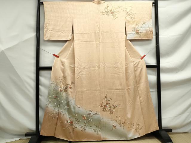 平和屋着物■訪問着 扇面花文 暈し染め 金彩 正絹 逸品 DABF9319qa