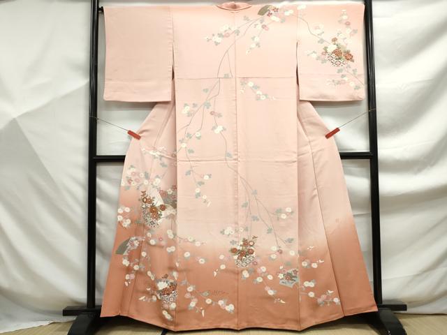 平和屋着物■訪問着 駒刺繍 雪輪花文 暈し染め 金彩 正絹 逸品 DABF9337qa