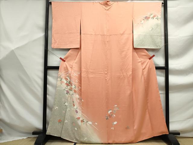 平和屋着物■訪問着 駒刺繍 霞枝花文 暈し染め 金彩 正絹 逸品 DABF9340qa