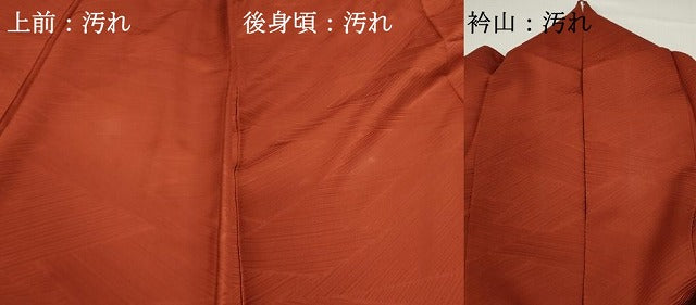 平和屋着物■上質な色無地 斜縞地紋 樺色 正絹 逸品 DABF9342qa