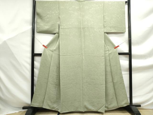 平和屋着物■上質な色無地 葉尽くし地紋 若葉色 正絹 逸品 DABF9347qa