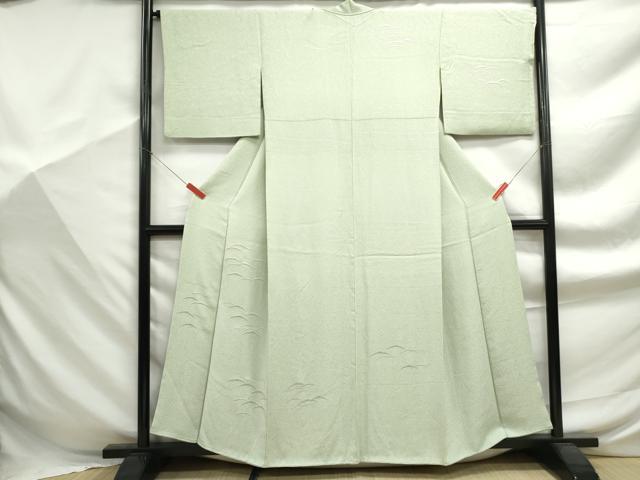 平和屋着物■無地絵羽訪問着 雪芝地紋 若芽色 正絹 逸品 DABF9349qa