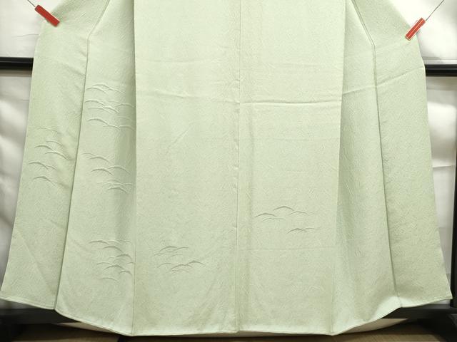 平和屋着物■無地絵羽訪問着 雪芝地紋 若芽色 正絹 逸品 DABF9349qa