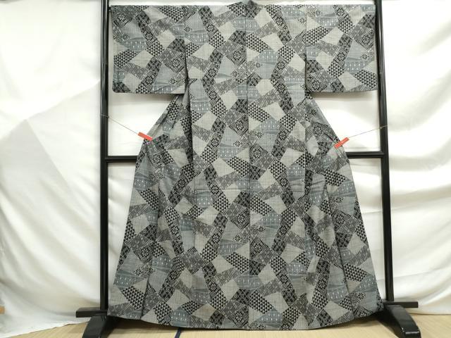 平和屋着物■上質な紬 切嵌花文 伊勢丹扱い 正絹 逸品 DABF9354qa