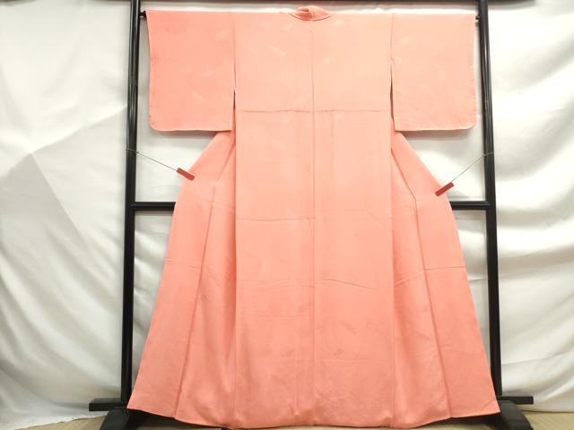 平和屋着物■上質な色無地 格子地紋 甚三紅色 正絹 逸品 DABF9382qa