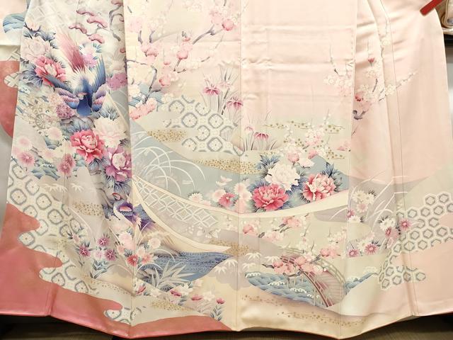 平和屋着物■豪華振袖 花鳥文 松竹梅 暈し染め 金彩 正絹 逸品 DABF9403qa