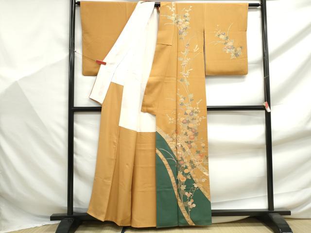 平和屋着物■訪問着 駒刺繍 鬘帯枝花文 金彩 正絹 逸品 DABF9410qa