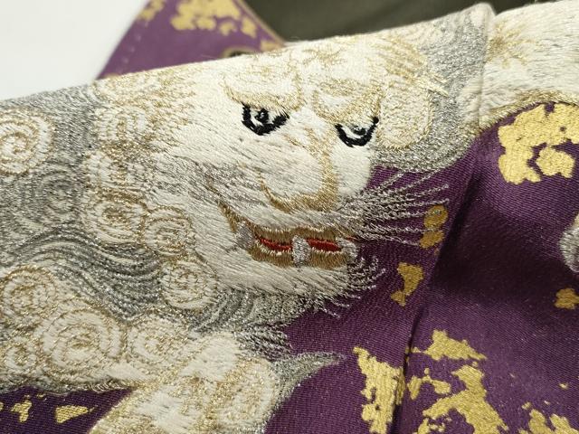 平和屋着物■豪華黒留袖 刺繍 唐獅子花文 金彩 正絹 逸品 DABF9411qa