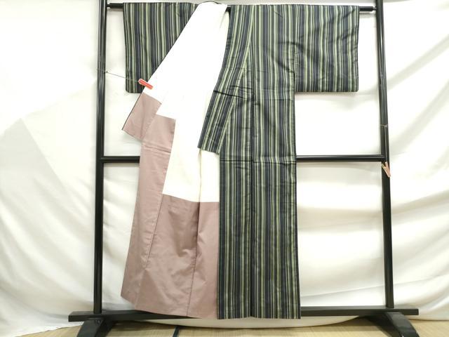 平和屋着物■本場縞大島紬 間道 正絹 逸品 DABF9417qa