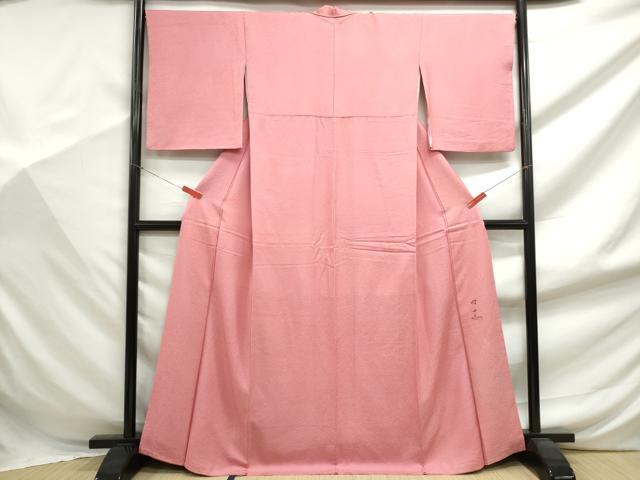 平和屋着物■日展作家 山本唯与志監修 色無地 霞地紋 甚三紅色 正絹 逸品 DABF9419qa