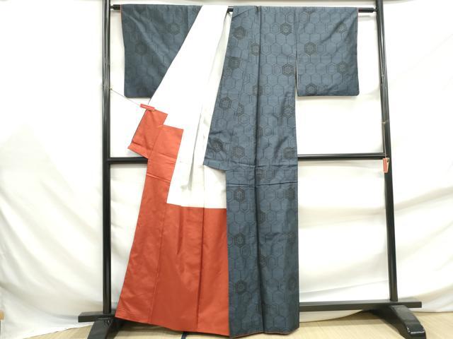 平和屋着物■本場大島紬 亀甲花文 正絹 逸品 DABF9440qa